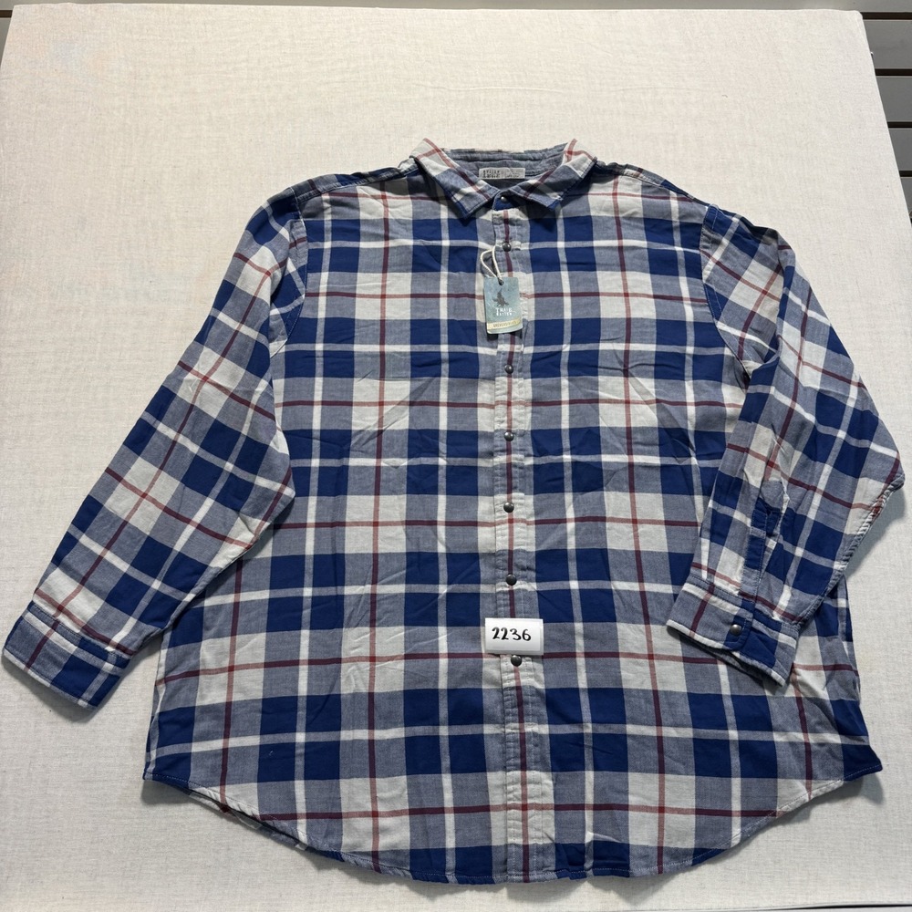 True Nation Reversible Shirt Mens 2XL Blue Plaid New